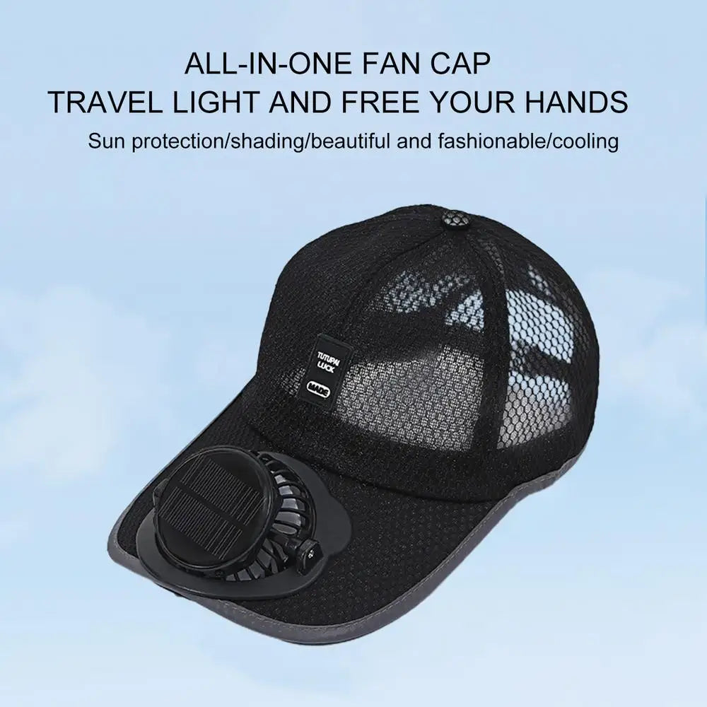 Sunhat with Solar Fan Outdoor Sun Protection Hat USB Rechargeable Fan