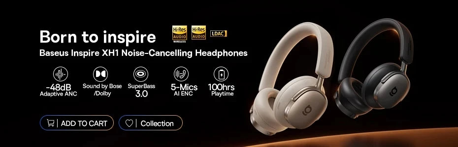 Wireless Headphones Bluetooth 6.0 Noise Canceling