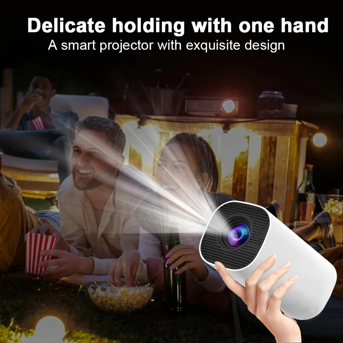 New Portable Projector With WiFi 6 And Wireless 5.0, Native 720P Support 4K Smart Projector, Adjustable Screen, 180° Rotation,