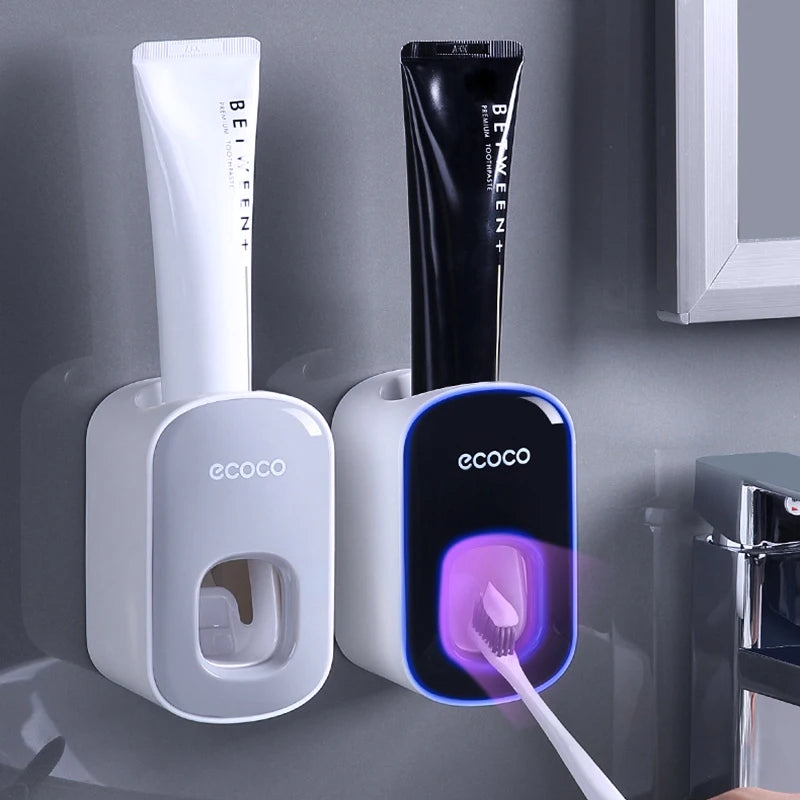 Automatic Toothpaste Dispenser Toothpaste Tooth Dust-proof Toothbrush Holder Wall Mount Stand Bathroom Accessories Set