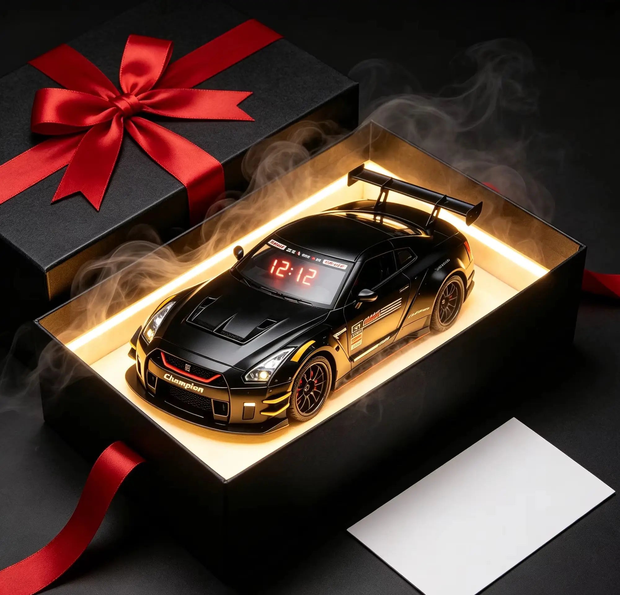 Multifunctional Super Car ALARM Clock with Dynamic Effects High Definition Crystal LED Screen Built-in Engine Sounds