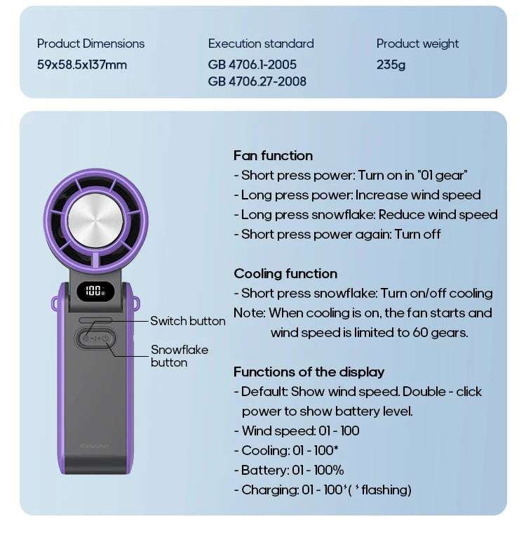 Outdoor Foldable Portable Handheld Fan Mini Cooling fan