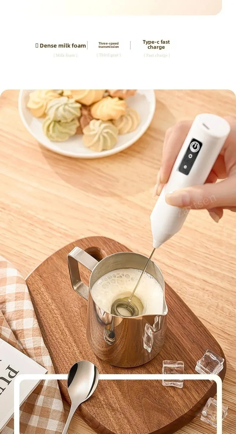 Wireless Milk Frother Electric Handheld Blender Stainless Steel Mini Coffee Maker Whisk Mixer For Coffee Cappuccino Cream