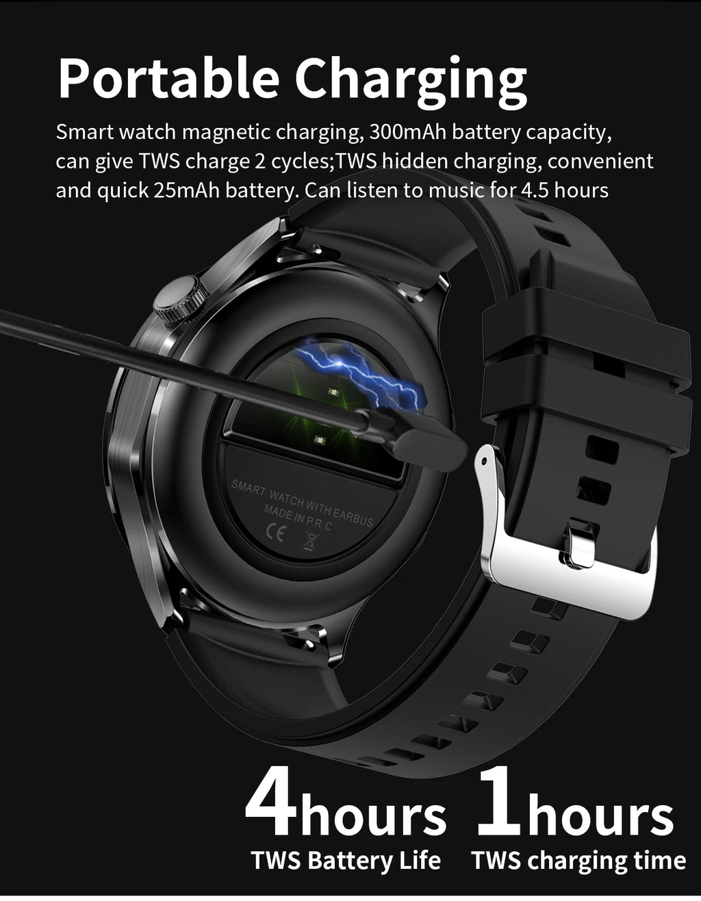 2-in-1 Smart Watch & Wireless Earbuds – Fitness Tracker with Bluetooth Music