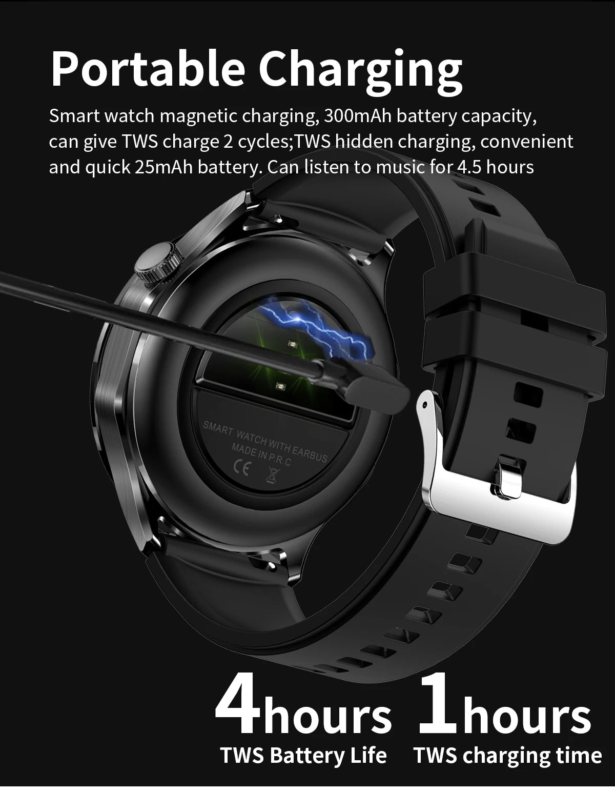 2-in-1 Smart Watch & Wireless Earbuds – Fitness Tracker with Bluetooth Music