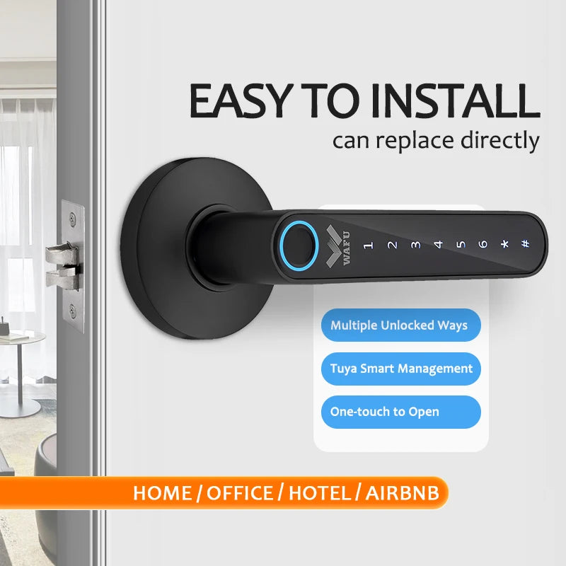 Phantom Password Fingerprint  Smart Management APP Handle  Door Lock for Home Office Hotel Multiple Unlocks way