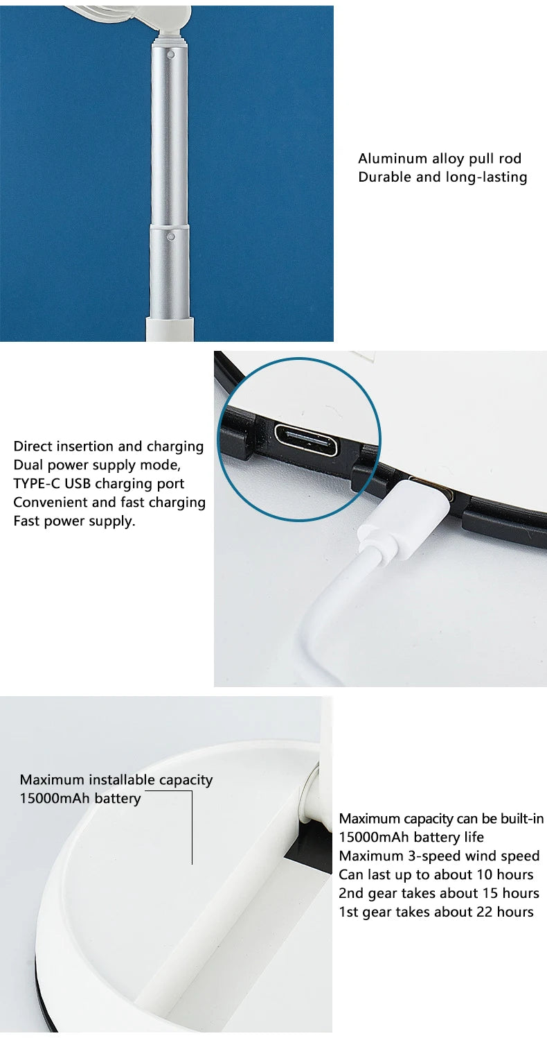 Portable Oscillating Standing Fan with Remote Controller Foldable