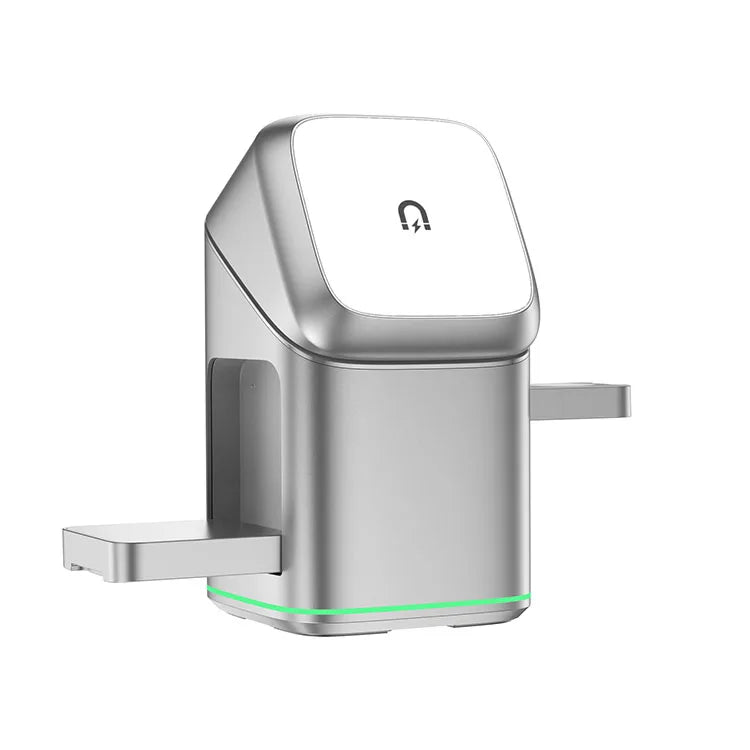Newest Universal Magnetic Charging Stand 30W Cube Rotational 3 in 1 Touch Auto Rotation Wireless Charger With Light