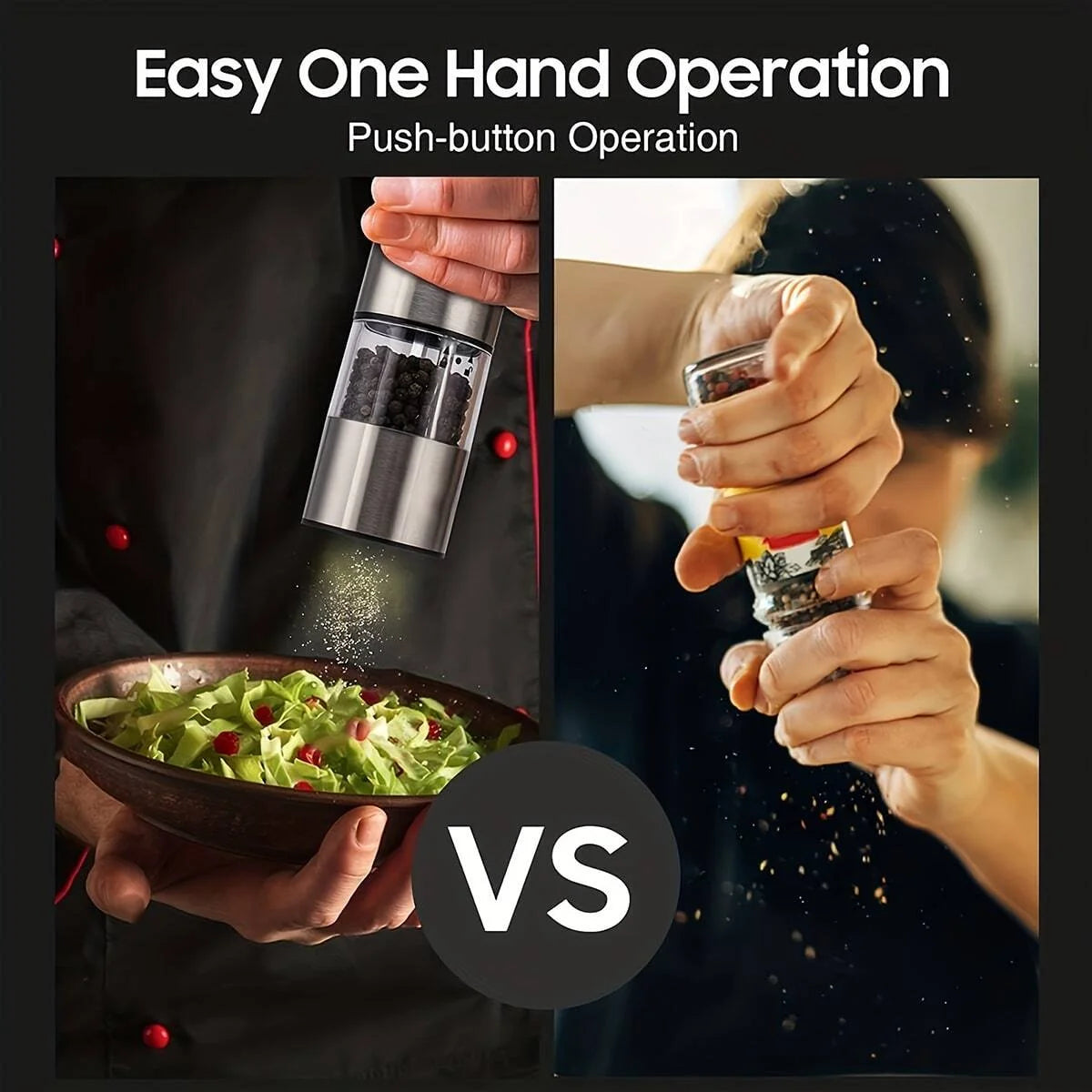 Stainless Steel Electric Pepper Grinder Spices Sea Salt Kitchen Outdoor Barbecue Seasoning Coarser Adjustment Cooking Tool