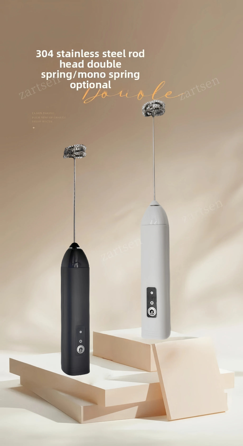 Wireless Milk Frother Electric Handheld Blender Stainless Steel Mini Coffee Maker Whisk Mixer For Coffee Cappuccino Cream