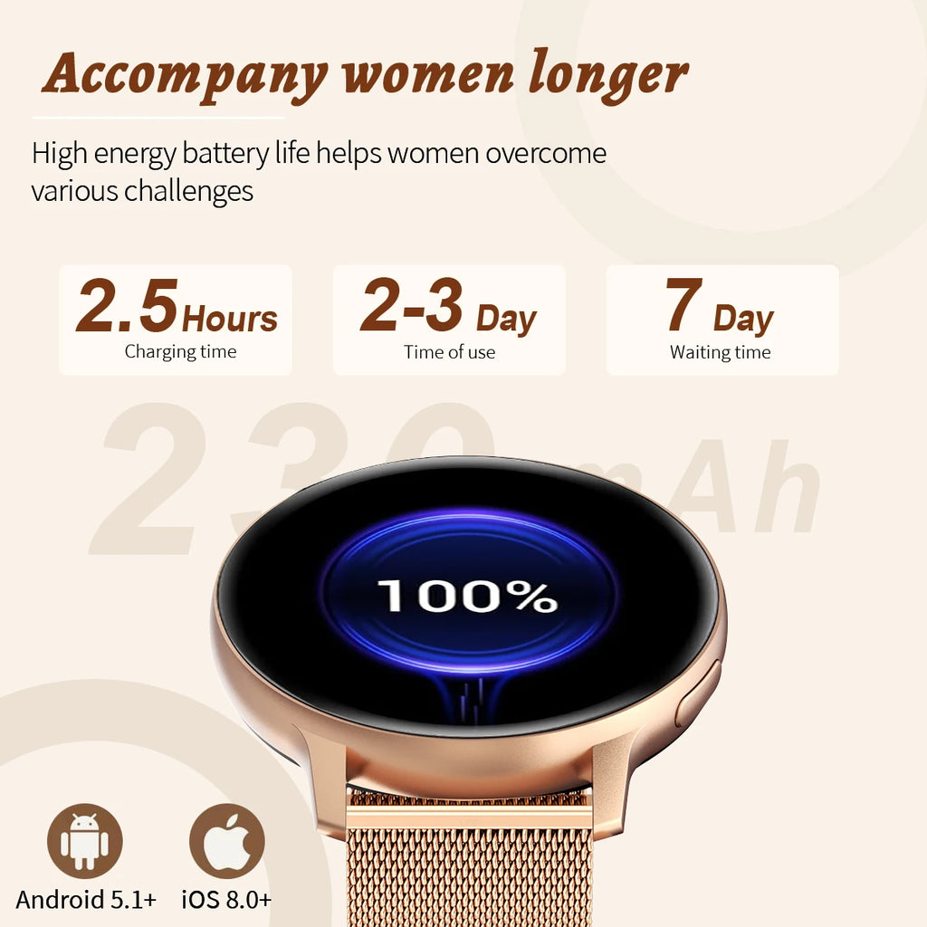 Smart Watch Women Fashion Watches Custom Dial Sport Fitness Health Tracker Smartwatch for Android IOS 2026