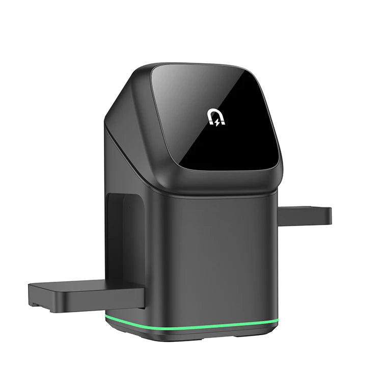 Newest Universal Magnetic Charging Stand 30W Cube Rotational 3 in 1 Touch Auto Rotation Wireless Charger With Light