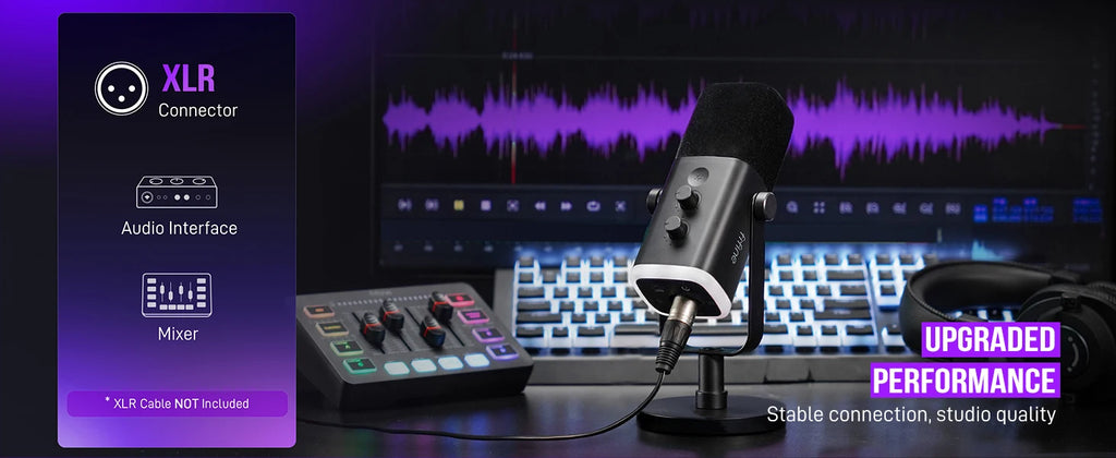 Dynamic Microphone with RGB Control/Headphone jack/Mute,MIC for PC Gaming Recording Streaming