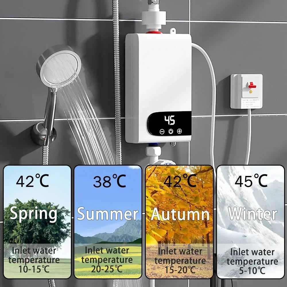 INSTANT Water Heater Portable Electric Heaters for Bathroom Hot Water Shower and Home Kitchen Heating
