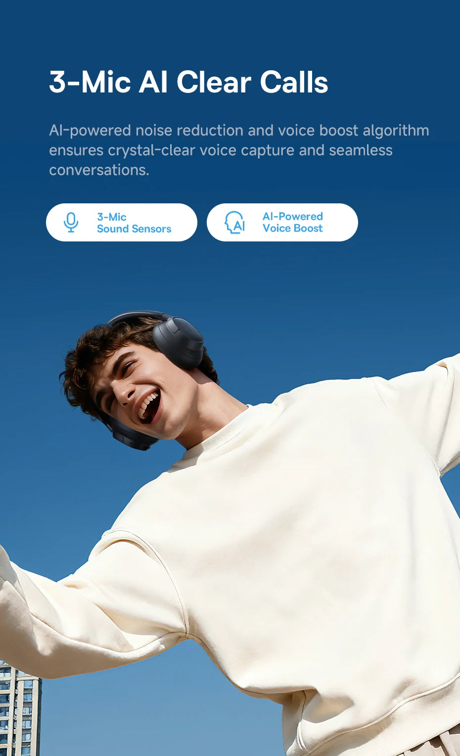 Wireless Headphones Bluetooth 6.0 Noise Canceling