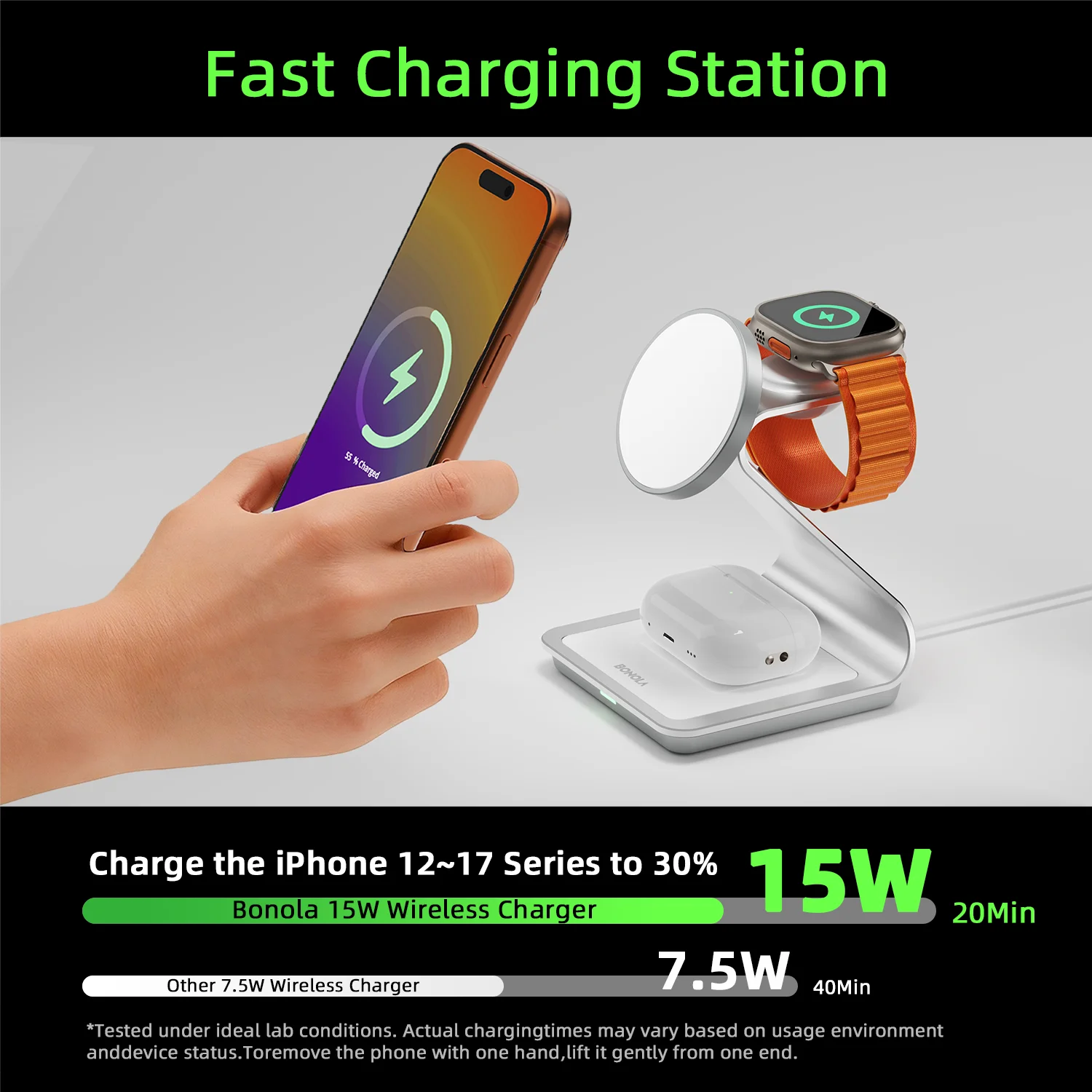Magnetic 3 in 1 Wireless Charger for iPhone 17/16/15/13/14/12 30W Wireless Charging Station for Apple Watch/AirPods Pro