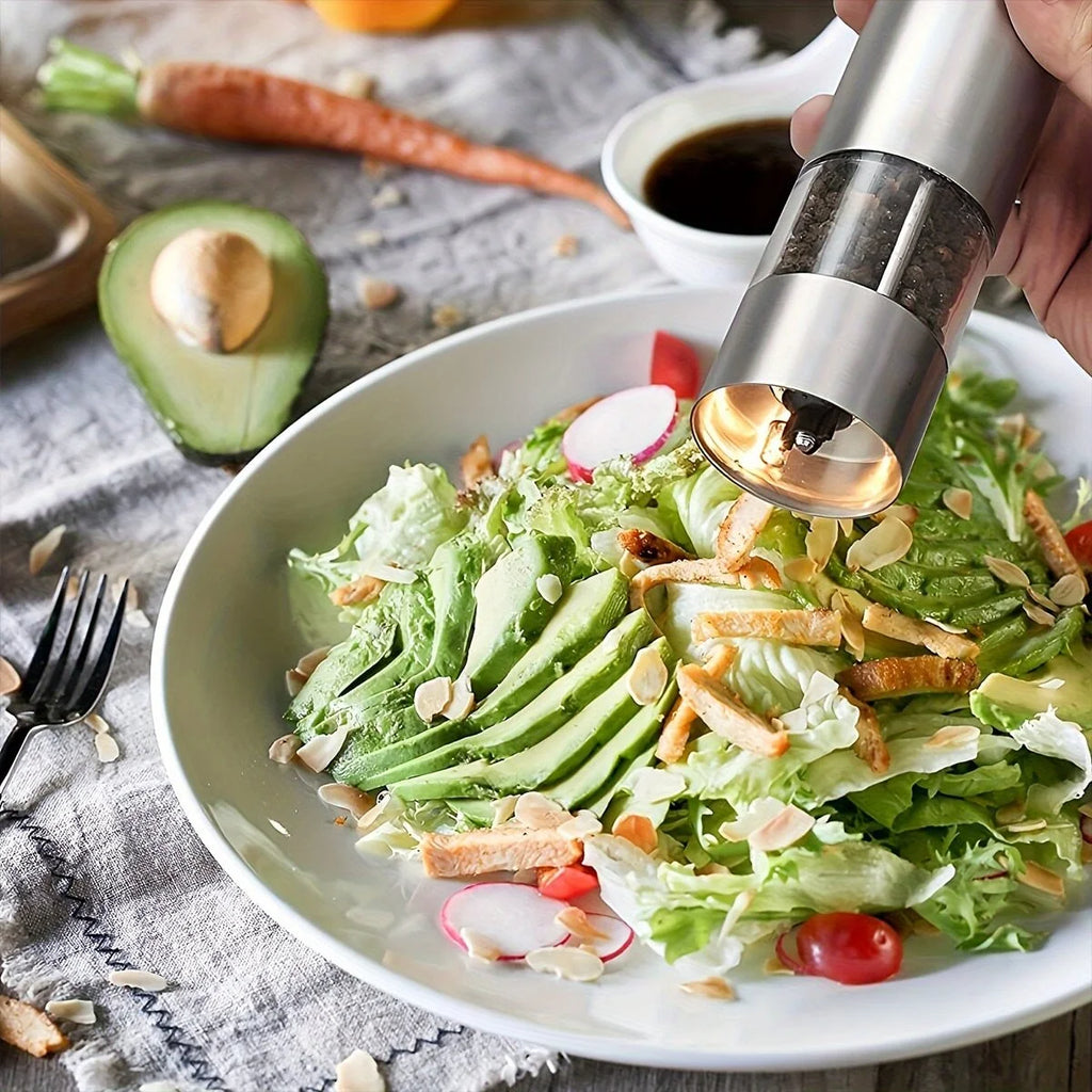 Stainless Steel Electric Pepper Grinder Spices Sea Salt Kitchen Outdoor Barbecue Seasoning Coarser Adjustment Cooking Tool