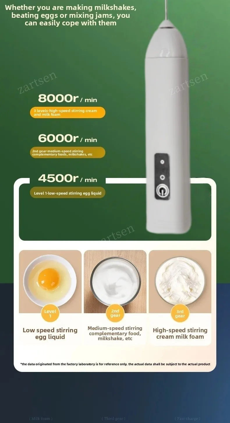Wireless Milk Frother Electric Handheld Blender Stainless Steel Mini Coffee Maker Whisk Mixer For Coffee Cappuccino Cream