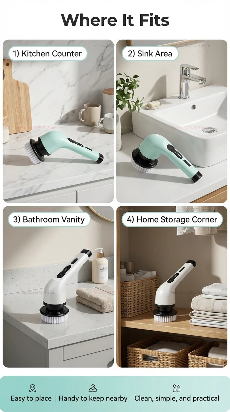 2026 Wireless Electric Cleaning Brush Multipurpose Rotating Cleaner for Bathroom Kitchen Windows Car Auto Household Dishwasher