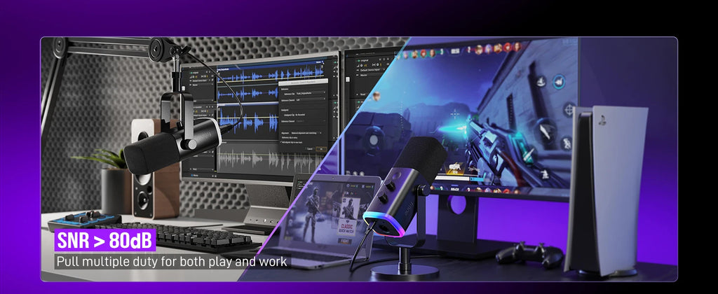 Dynamic Microphone with RGB Control/Headphone jack/Mute,MIC for PC Gaming Recording Streaming