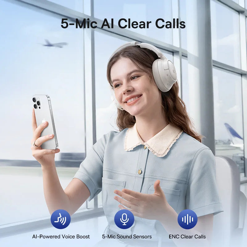 Wireless Headphones Bluetooth 6.0 Noise Canceling