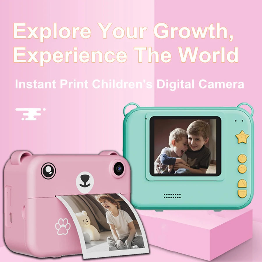 Digital Children Camera Photography Instant Print Photo 1080P HD Video Recorder Mini Thermal Printer