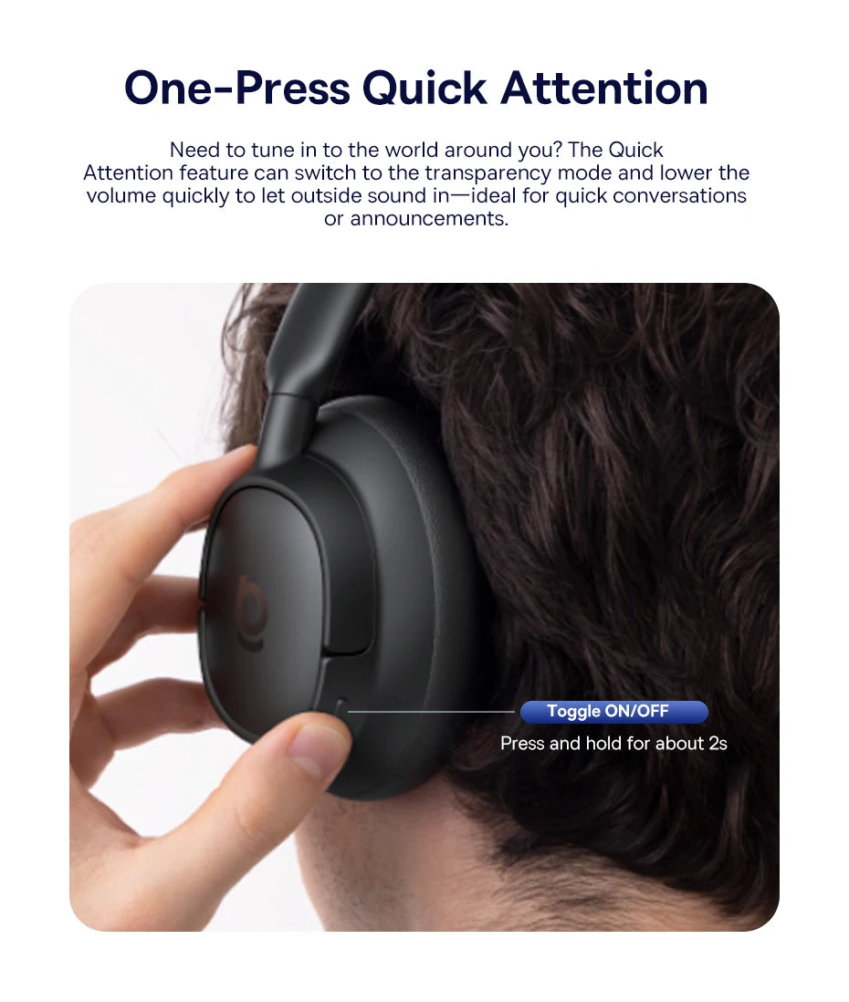 Wireless Headphones Bluetooth 6.0 Noise Canceling