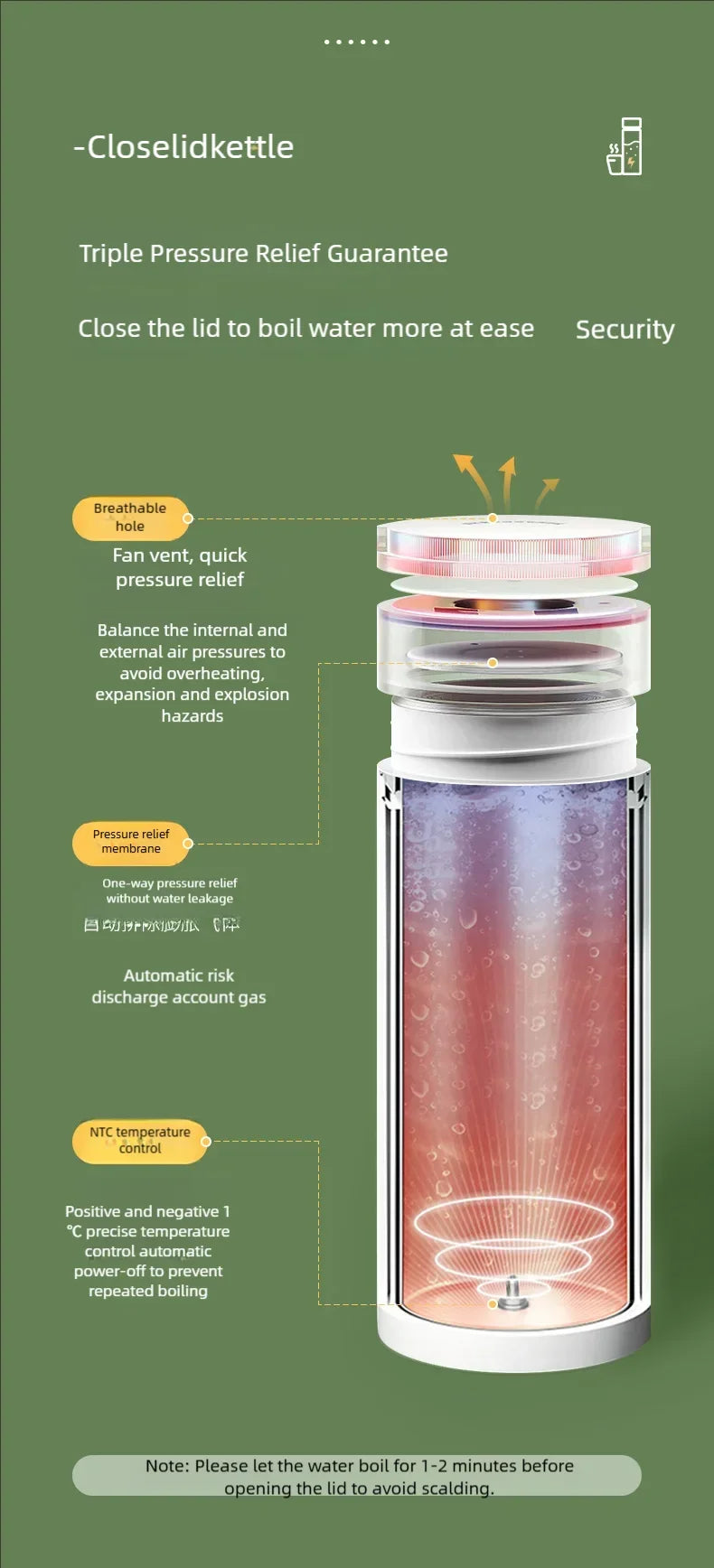 Electric Kettles Portable Tea Coffee Kettle Travel Boil Water Thermal Cup Anti-Scald Water Bottle