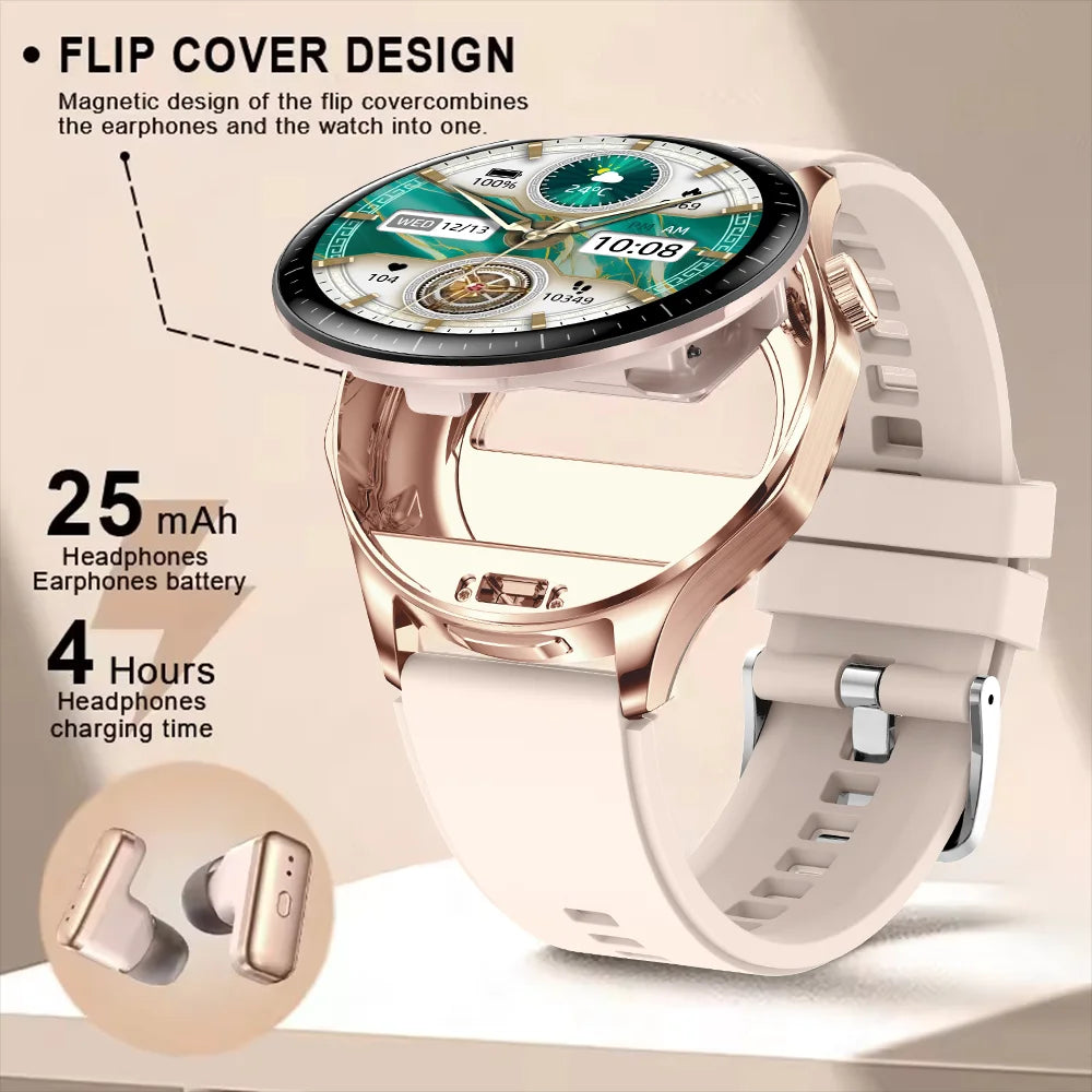 2-in-1 Smart Watch & Wireless Earbuds – Fitness Tracker with Bluetooth Music