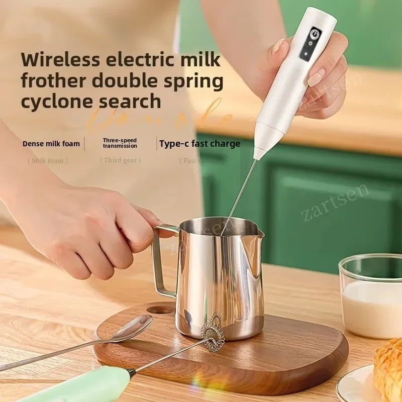 Wireless Milk Frother Electric Handheld Blender Stainless Steel Mini Coffee Maker Whisk Mixer For Coffee Cappuccino Cream