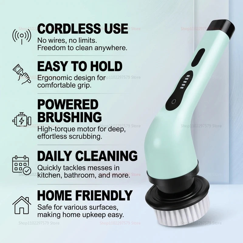 2026 Wireless Electric Cleaning Brush Multipurpose Rotating Cleaner for Bathroom Kitchen Windows Car Auto Household Dishwasher