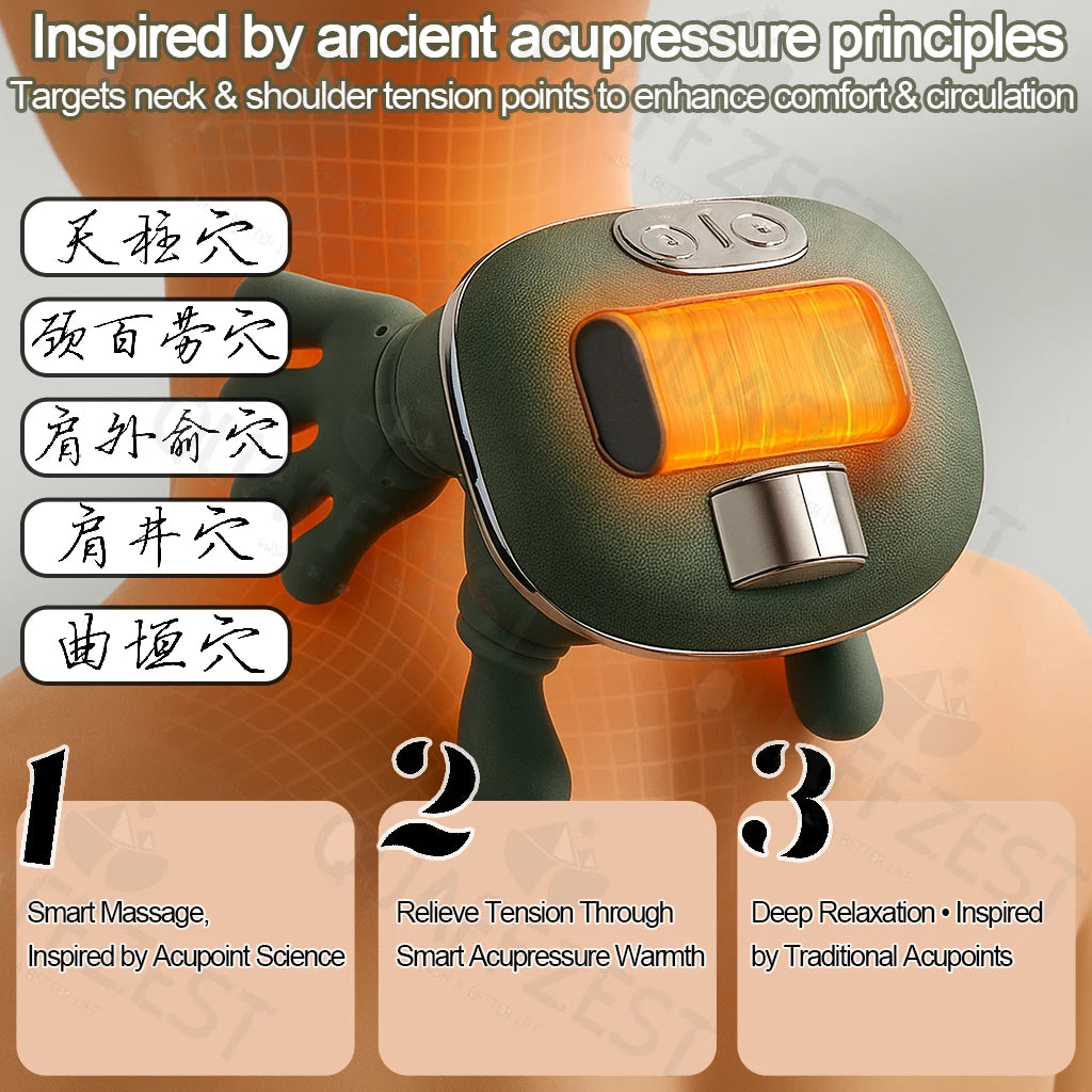 Bionic Finger Neck Shoulder Massager Wireless Neck Cervical Trapezius Kneading Massage Shawl Brushless Motor Neck massager