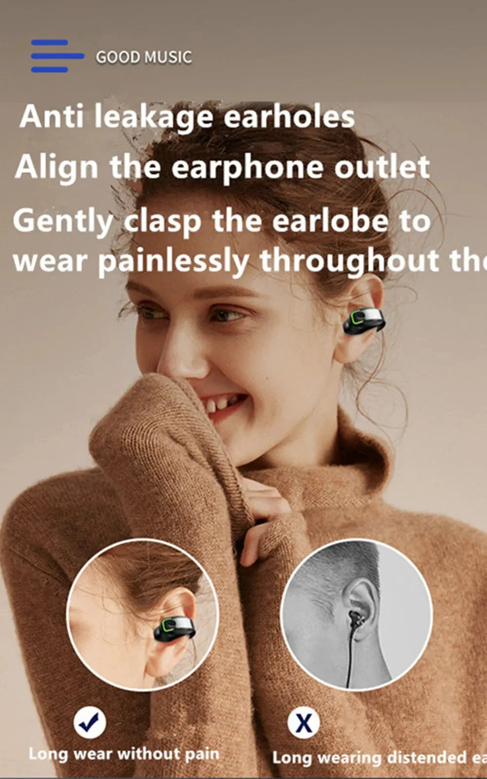 BT  Earphone Clip On Monaural Inear Motion Stereo Bone Conduction Gd28  Wireless Earphone Mini Monaural Tws