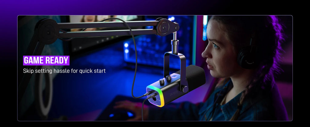 Dynamic Microphone with RGB Control/Headphone jack/Mute,MIC for PC Gaming Recording Streaming