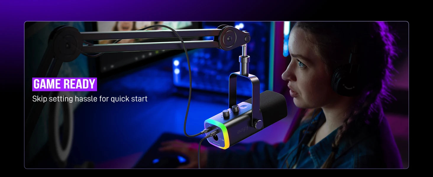 Dynamic Microphone with RGB Control/Headphone jack/Mute,MIC for PC Gaming Recording Streaming